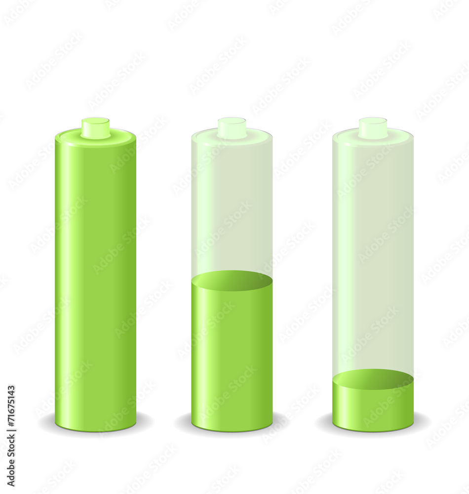 Set battery charge status, isolated on white background Set battery charge status, isolated on white background
