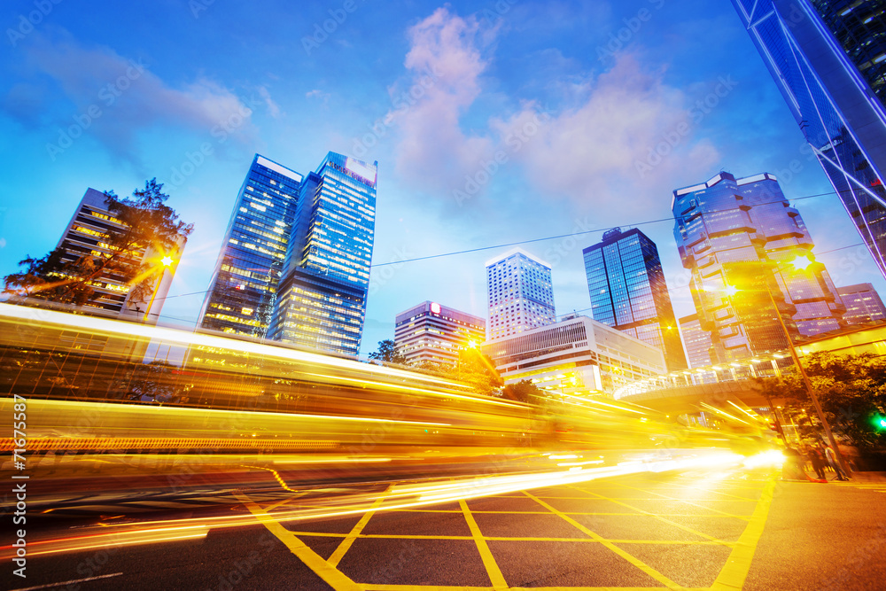 traffic light trails of modern business city traffic light trails of modern business city