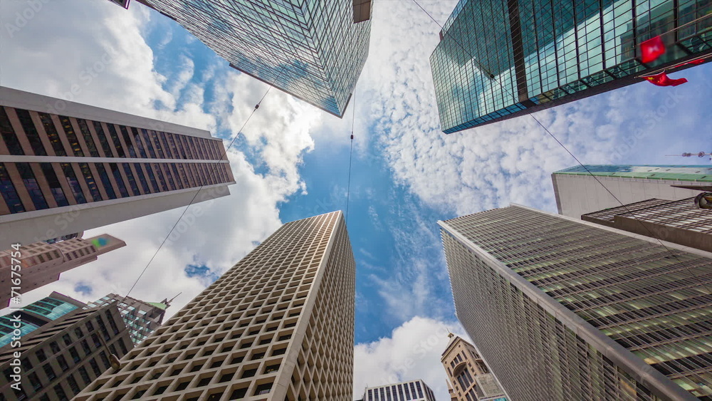 Timelapse video of office buildings in a city