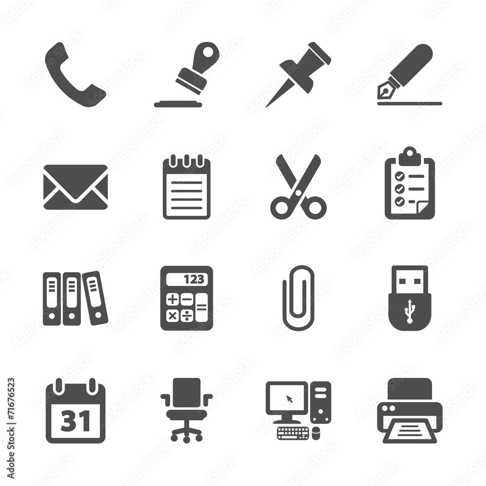 office supplies icon set, vector eps10 Stock-Vektorgrafik | Adobe Stock