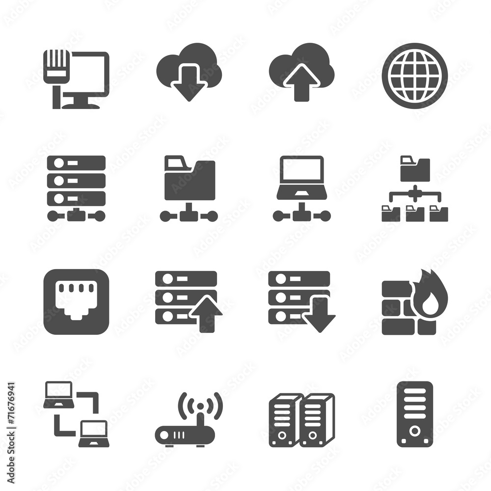 network and server icon set, vector eps10