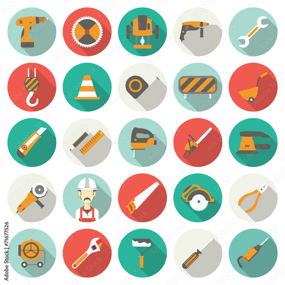 Construction flat icons set. Vector illustration Construction flat icons set. Vector illustration