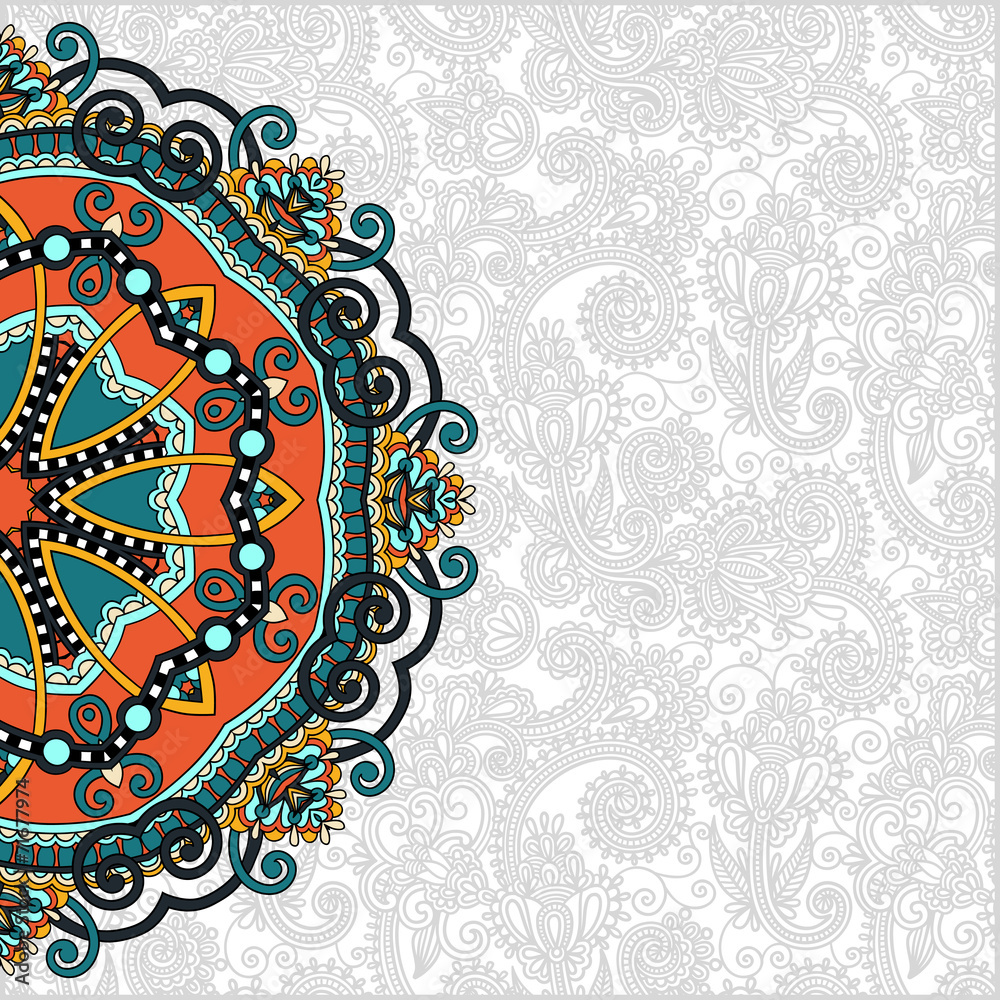 floral round pattern in ukrainian oriental ethnic style for your