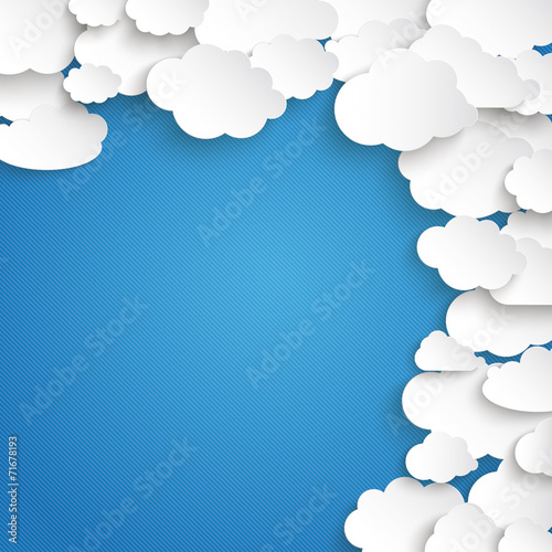 White Paper Clouds Side Blue Sky