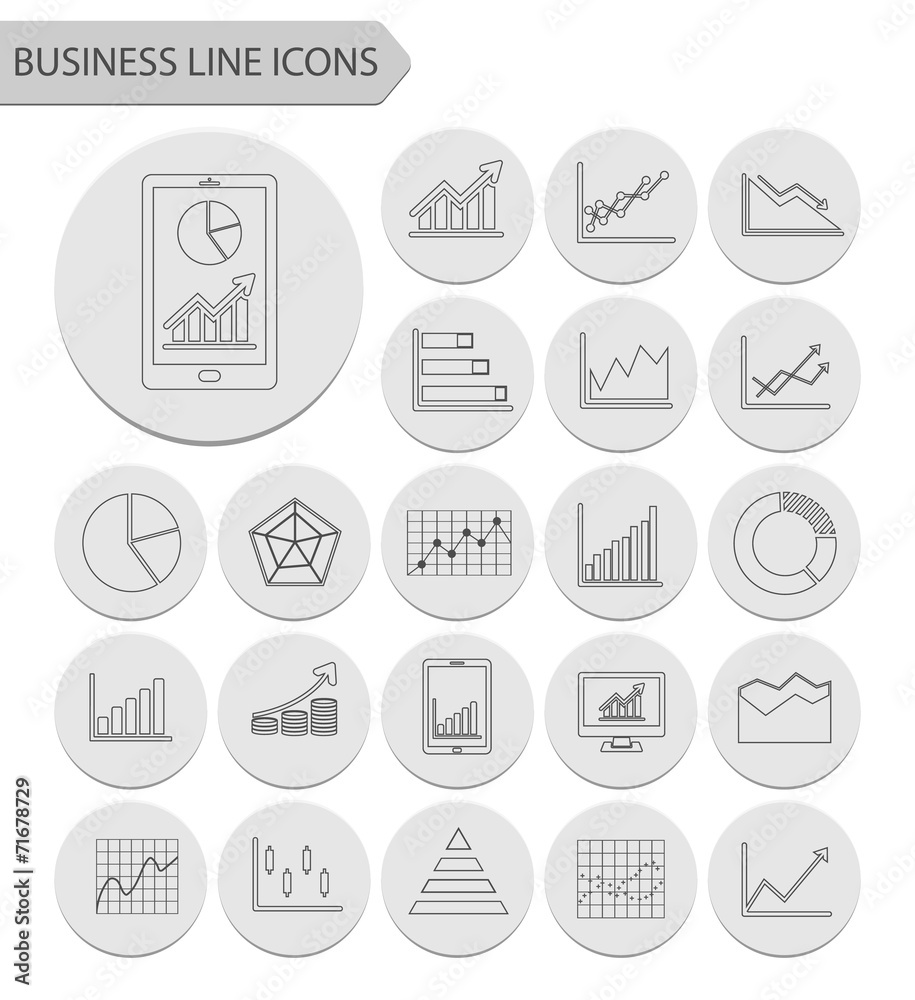 business graph line icons.vector business graph line icons.vector