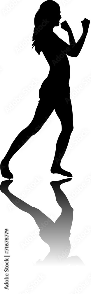 Black silhouette of Woman boxing vector