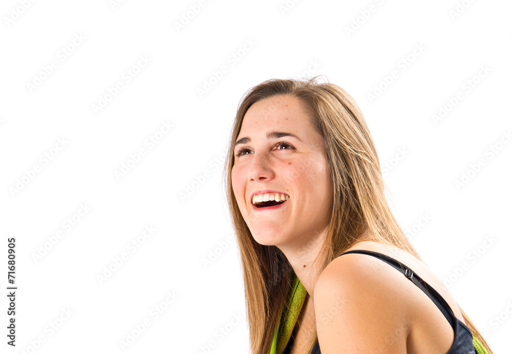 Young girl with basketball over white background Young girl with basketball over white background