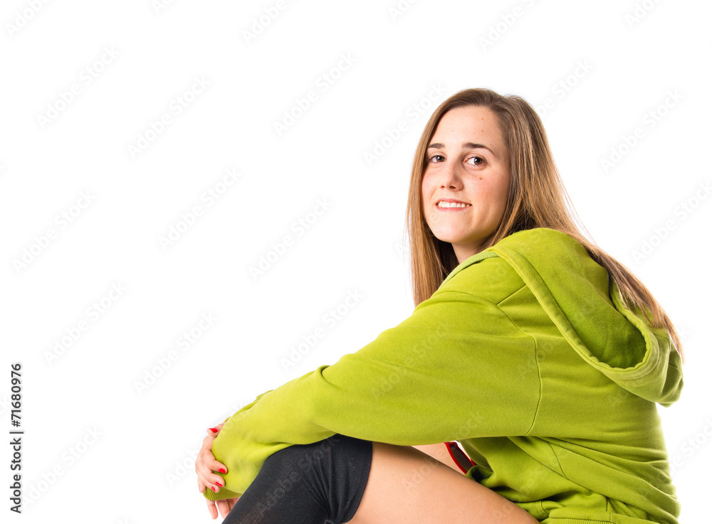 Pretty young girl wearing urban style with skateboard Pretty young girl wearing urban style with skateboard