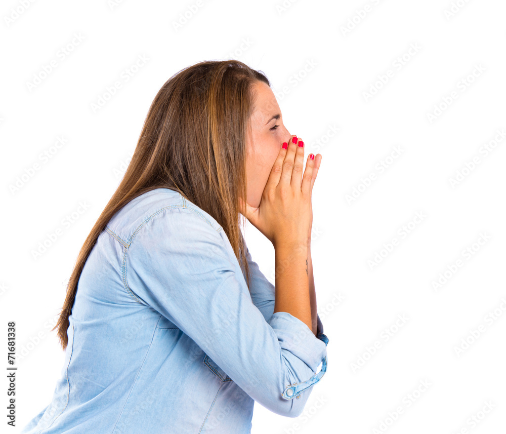 Girl shouting over isolated white background Girl shouting over isolated white background