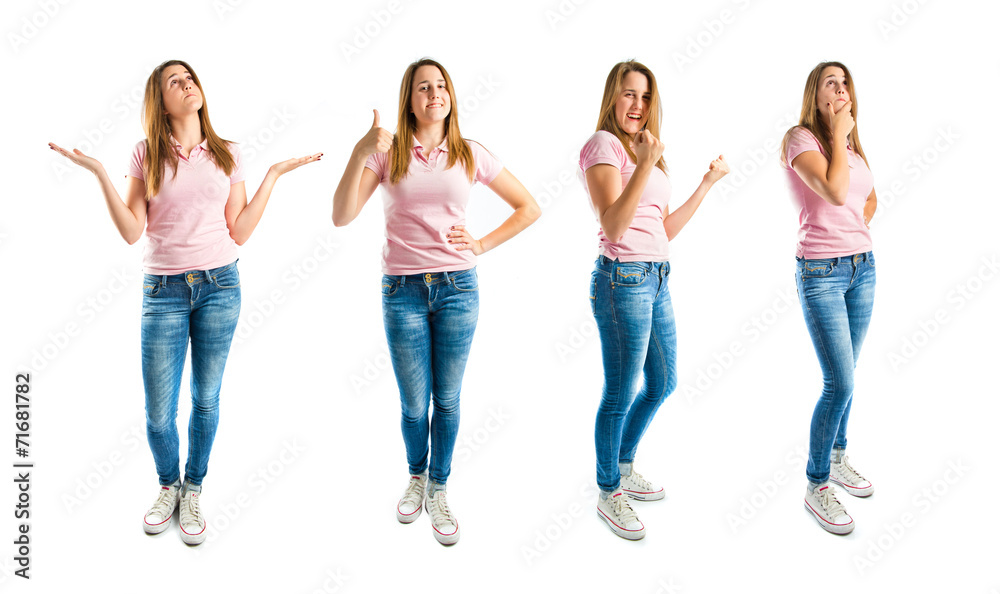 Lucky girl over isolated white background Lucky girl over isolated white background