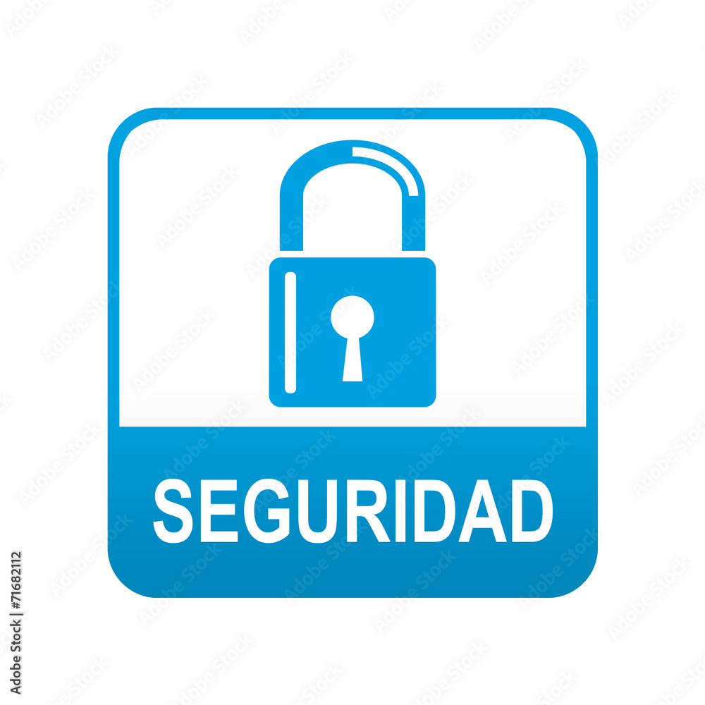 Etiqueta texto abajo azul SEGURIDAD Etiqueta texto abajo azul SEGURIDAD