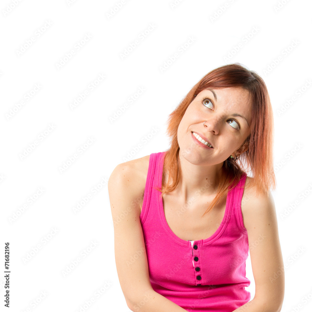 Girl thinking over isolated white background Girl thinking over isolated white background