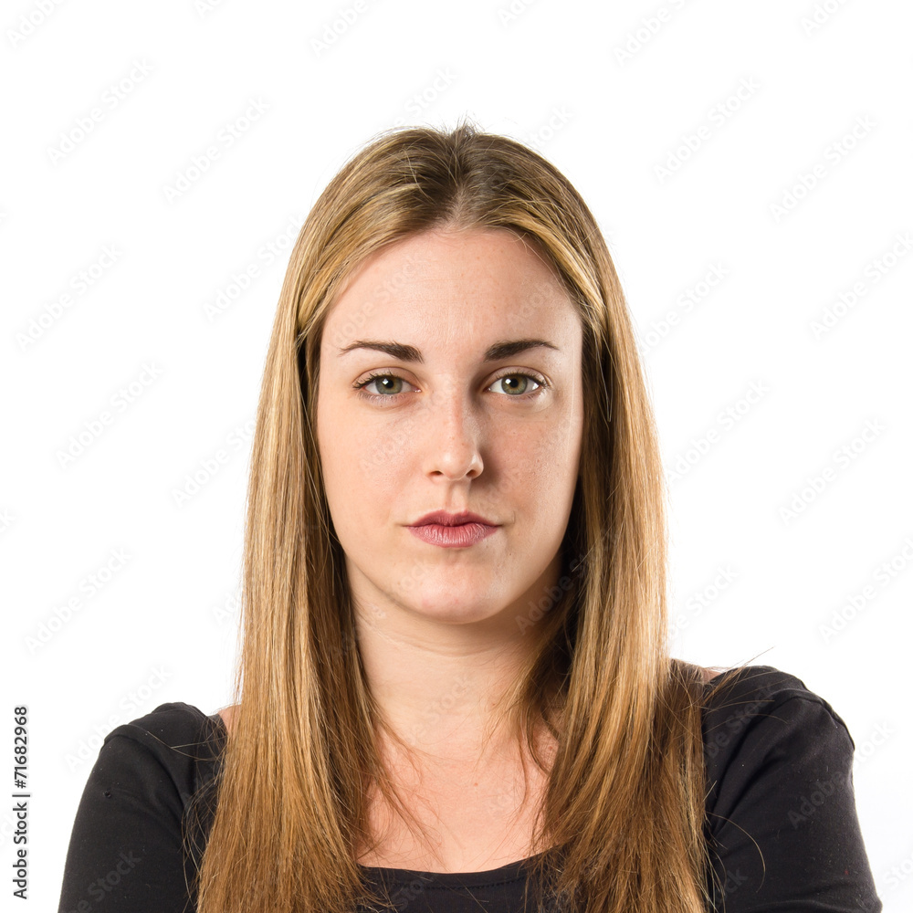 Blonde girl over isolated white background Blonde girl over isolated white background