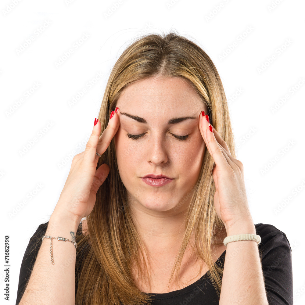 frustrated girl over isolated white background frustrated girl over isolated white background