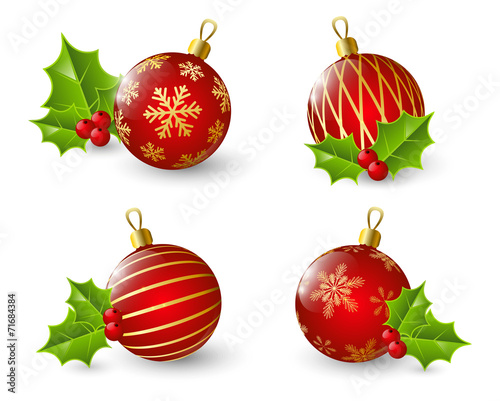 Set of red Christmas balls