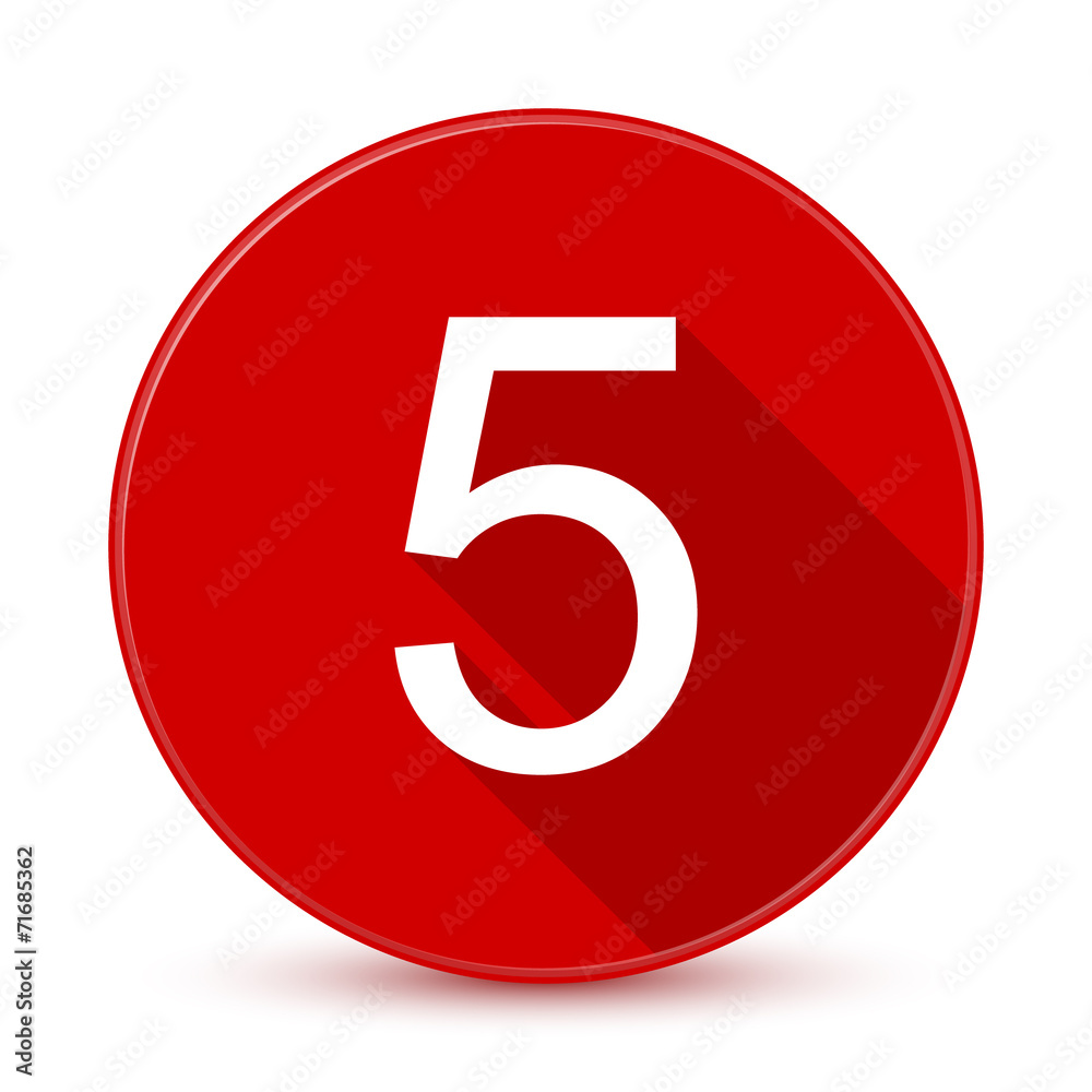 Red 5 flat icon with long shadow Red 5 flat icon with long shadow