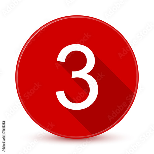 Red 3 flat icon with long shadow