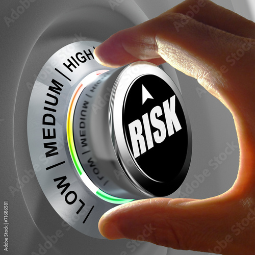 Concept of a button adjusting or minimizing potential risk