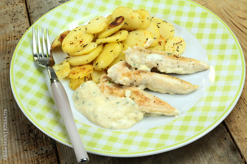 aiguillettes de poulet et pommes de terre aiguillettes de poulet et pommes de terre