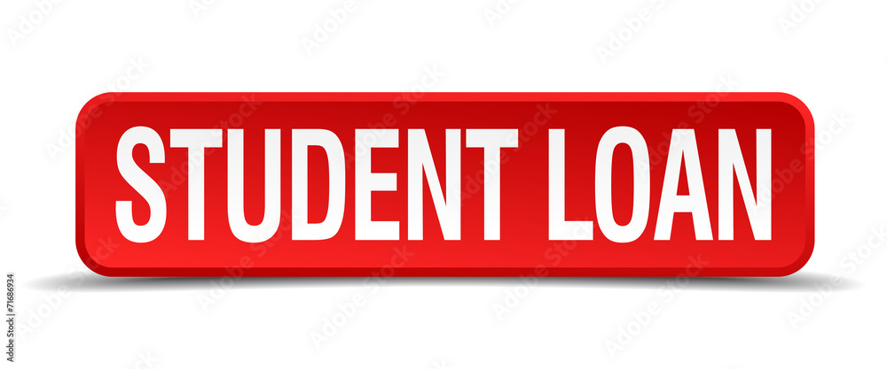 Student loan red 3d square button isolated on white Student loan red 3d square button isolated on white