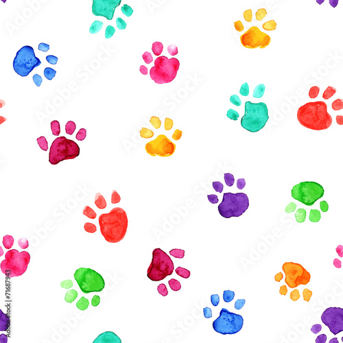 Watercolor illustration with animal footprints