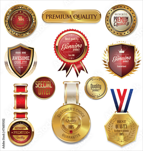 Premium quality gold and red medal collection