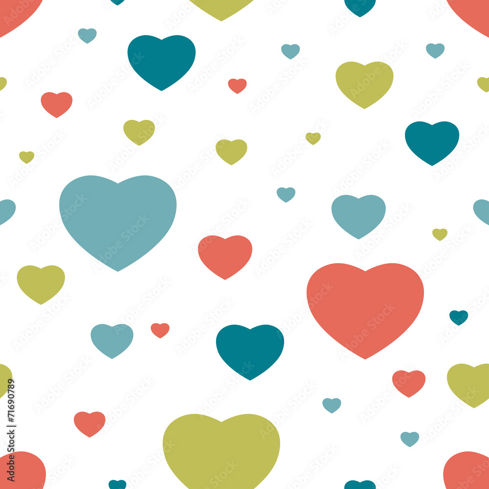 Heart seamless pattern. Simply flat background. Vector.