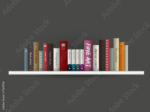 Book shelf. Vector illustration. Bookstore indoor.
