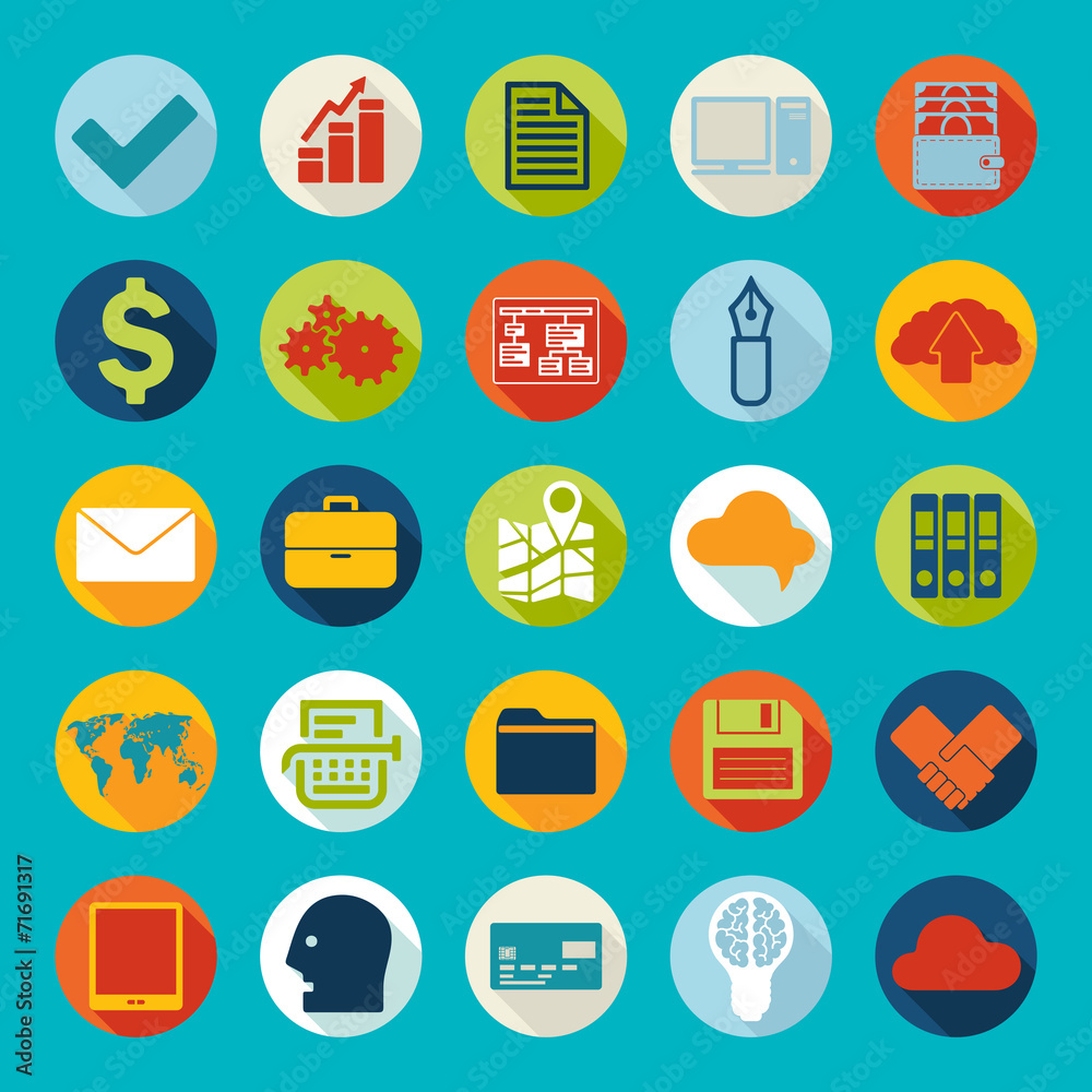 Set of business flat icons Set of business flat icons