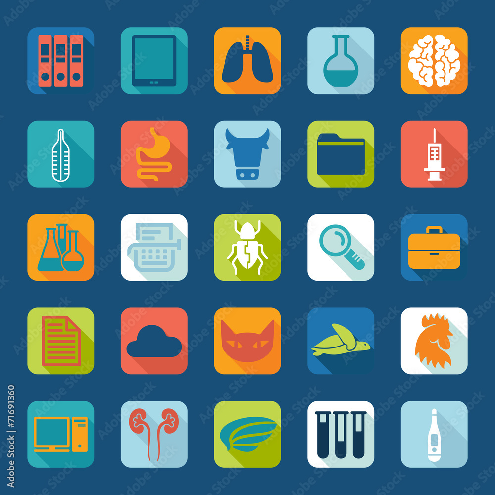 Set of veterinary flat icons Set of veterinary flat icons