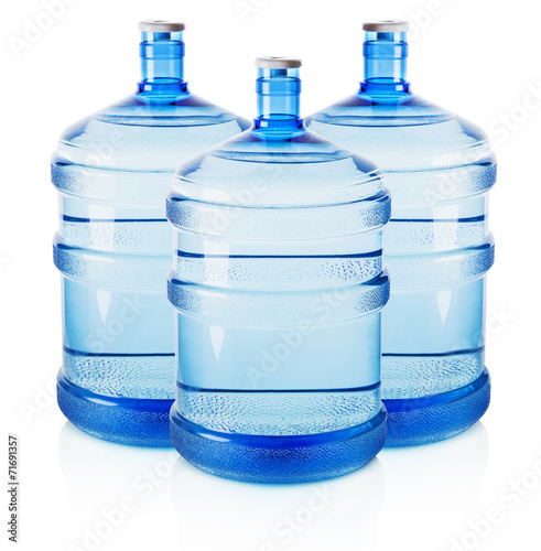 Photography Three big bottles of water isolated on the white background