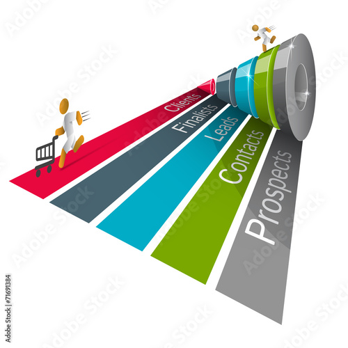 Sales funnel 3d, vector graphics