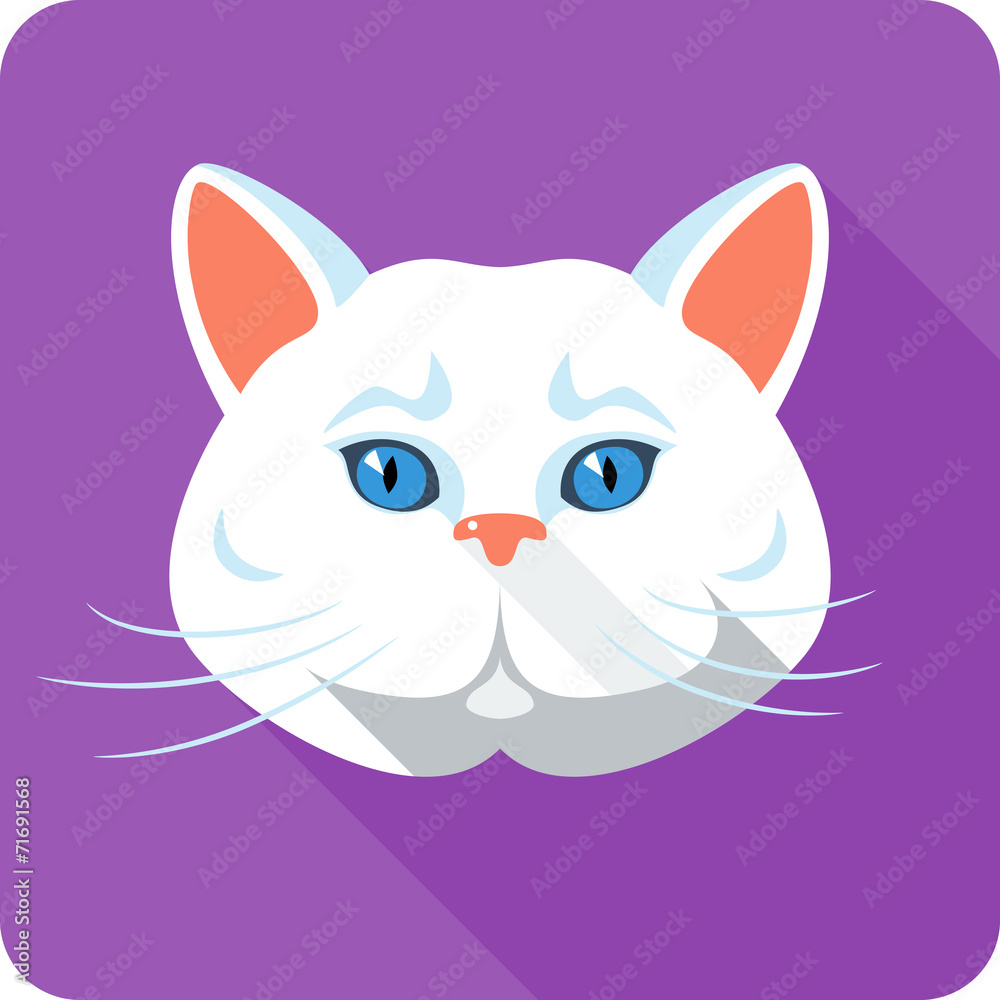 Obraz premium Vector white british Cat icon flat design