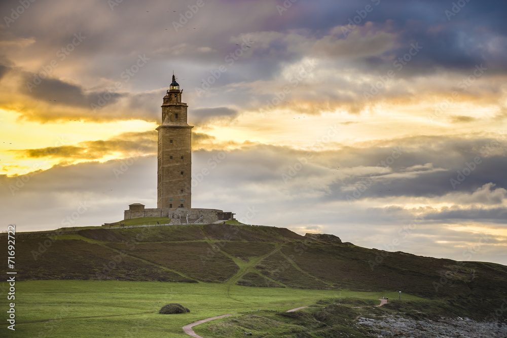 Tower of Hercules in A Coruna, Galicia, Spain. Tower of Hercules in A Coruna, Galicia, Spain.