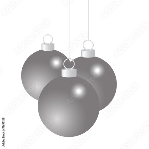 Silver Christmas balls on a white background