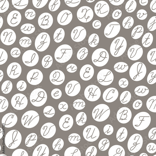 Seamless pattern with English cursive letters.