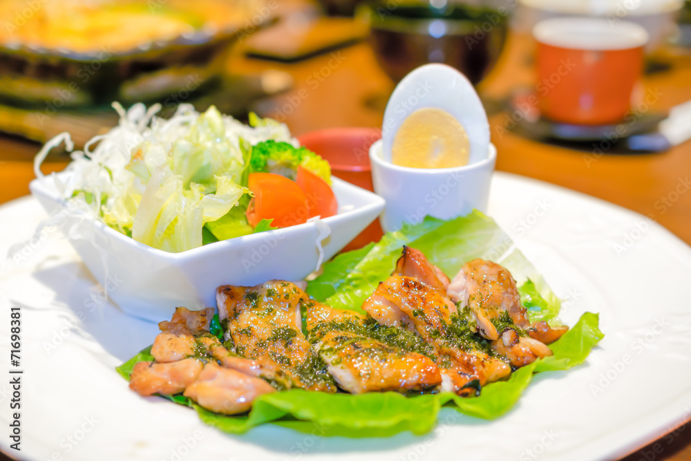 Grilled Chicken with Egg and Salad