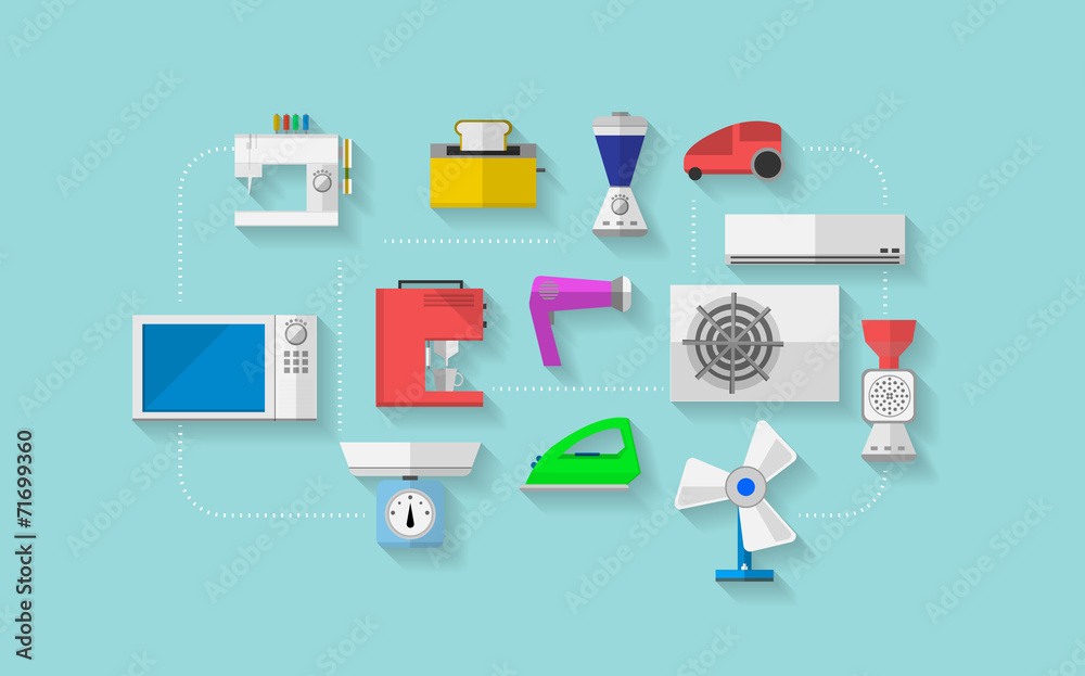 Flat icons for household appliances Flat icons for household appliances