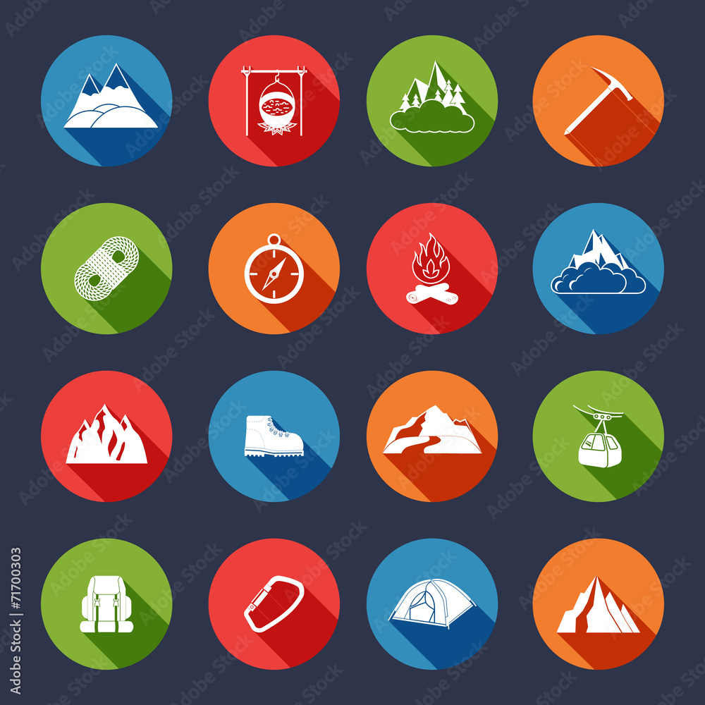 Mountain icons flat