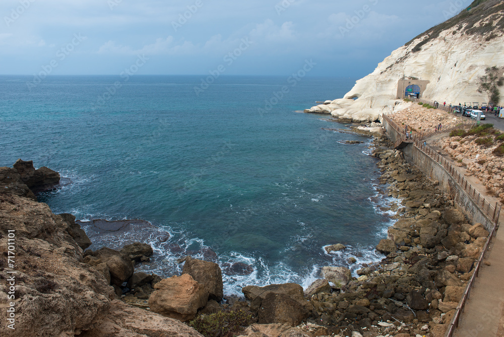 Rosh HaNikra bay and the railway tunnel entrance