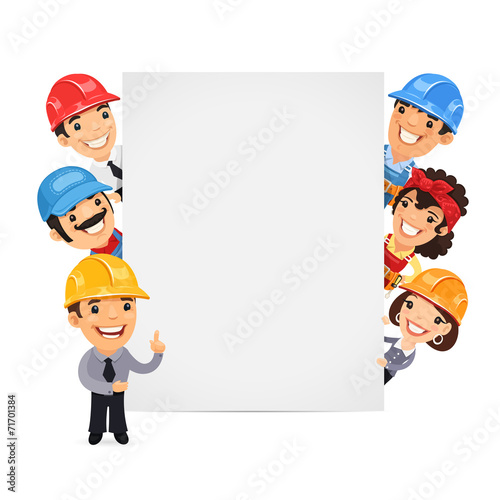 Builders Presenting Empty Vertical Banner