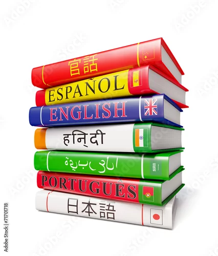 Obraz Stos słowników na białym tle