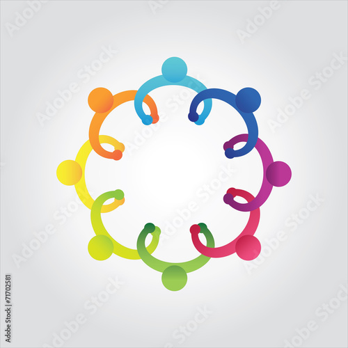vector of colorful school people,kids holding hands
