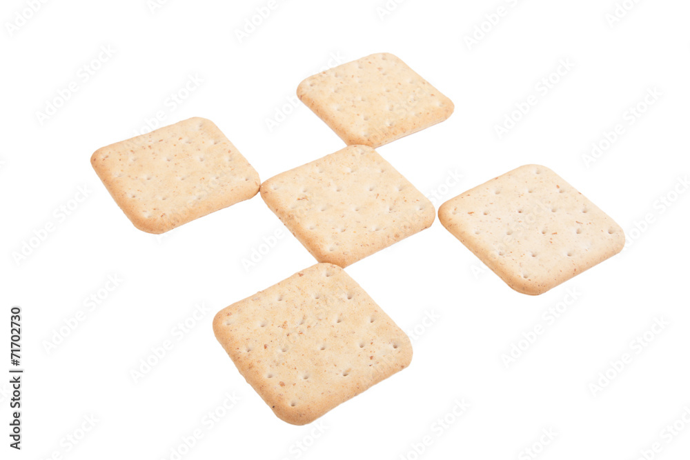 Biscuits lined checkered isolated on white background Biscuits lined checkered isolated on white background