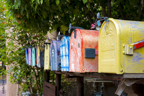 Canvastavla Colorful Vintage Mailboxes