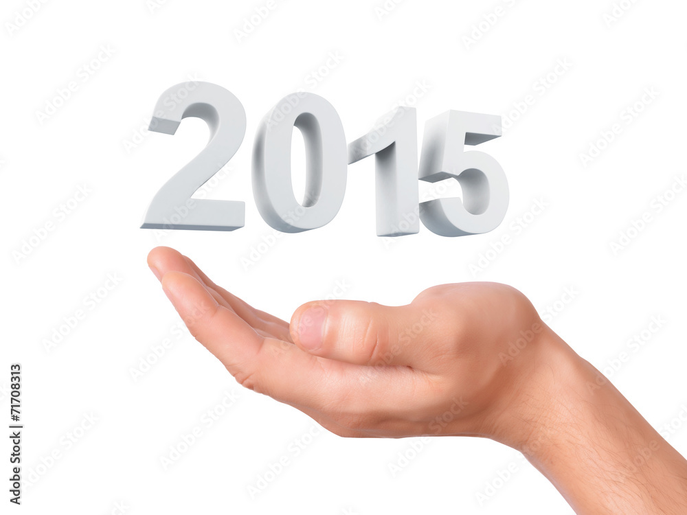 hand hold New Year 2015 on white background hand hold New Year 2015 on white background