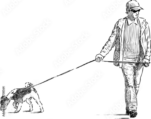 man and dog on a walk