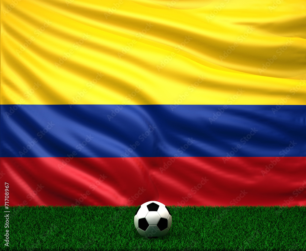 Naklejka premium soccer ball with the flag of Colombia