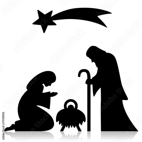 Heilige Familie, Joseph, Maria, Jesus, Komet, schwarz, Vektor #71709158