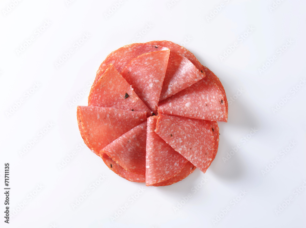 Canvas Print Thin salami slices
